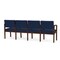 Lesro Lenox Wood 4 Seat Tandem Seating Wood Frame, Walnut, MD Ink Upholstery LW4103 - alternate 2